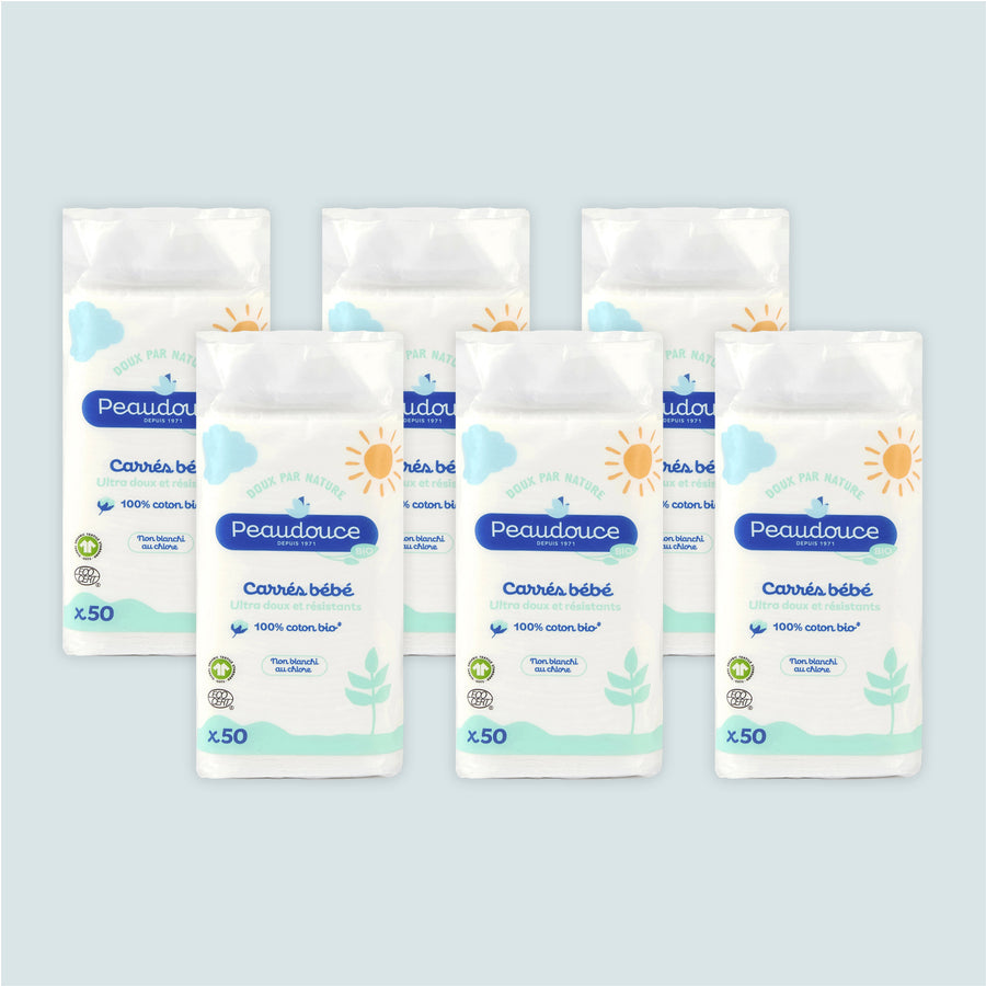 Lot de 6 carrés de coton Bio bébé -20%