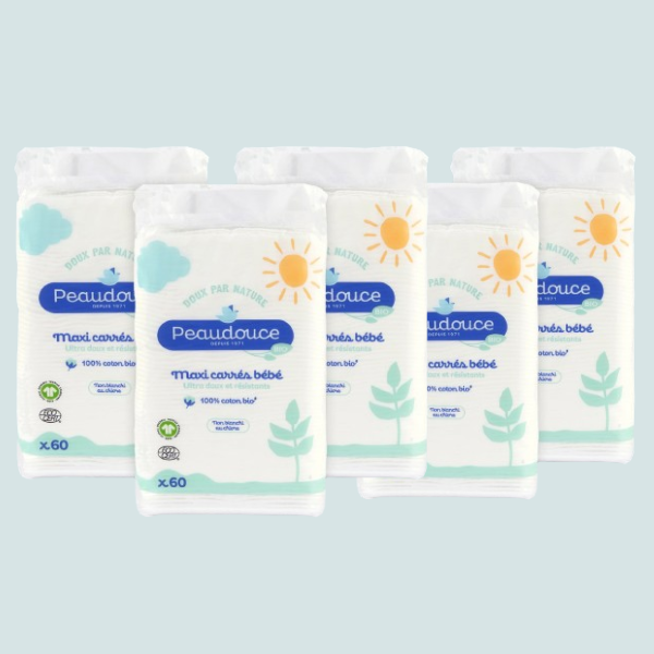 Lot de 5 maxi carrés de coton bio bébé -15%