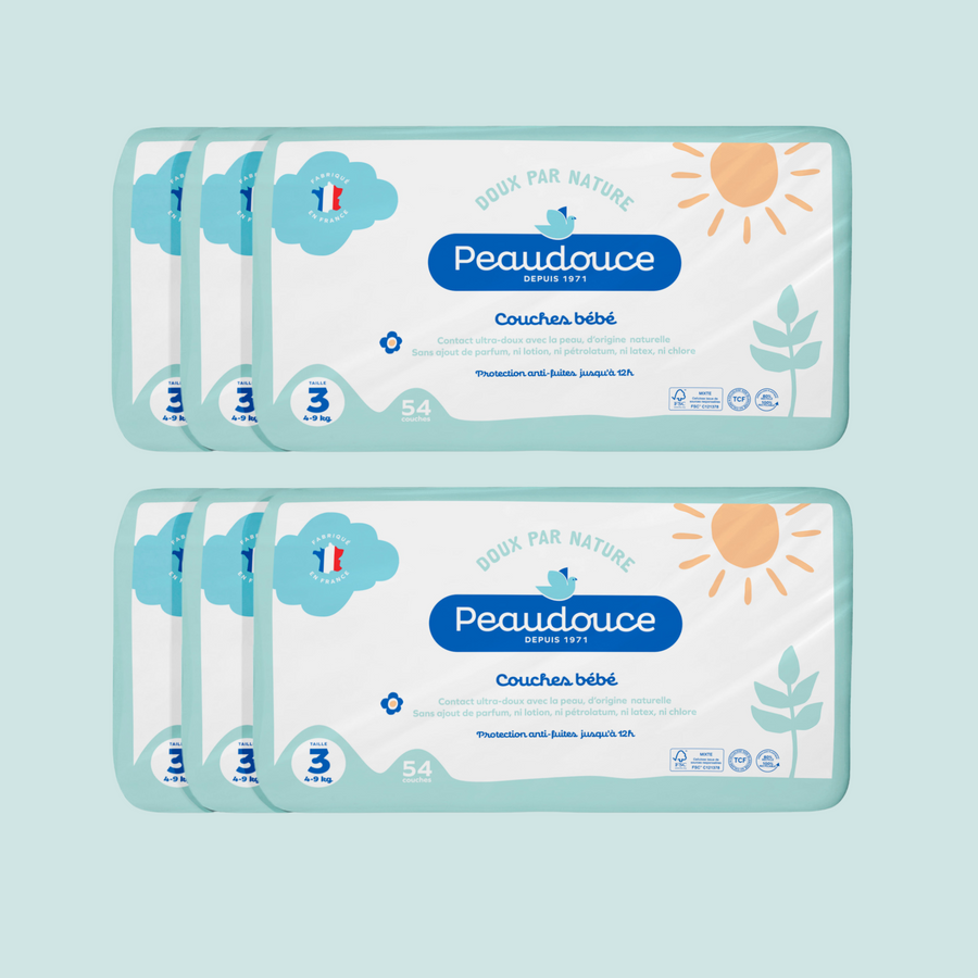 Lot de 6 maxi packs de couches T3 (4-9 kg) 324 couches